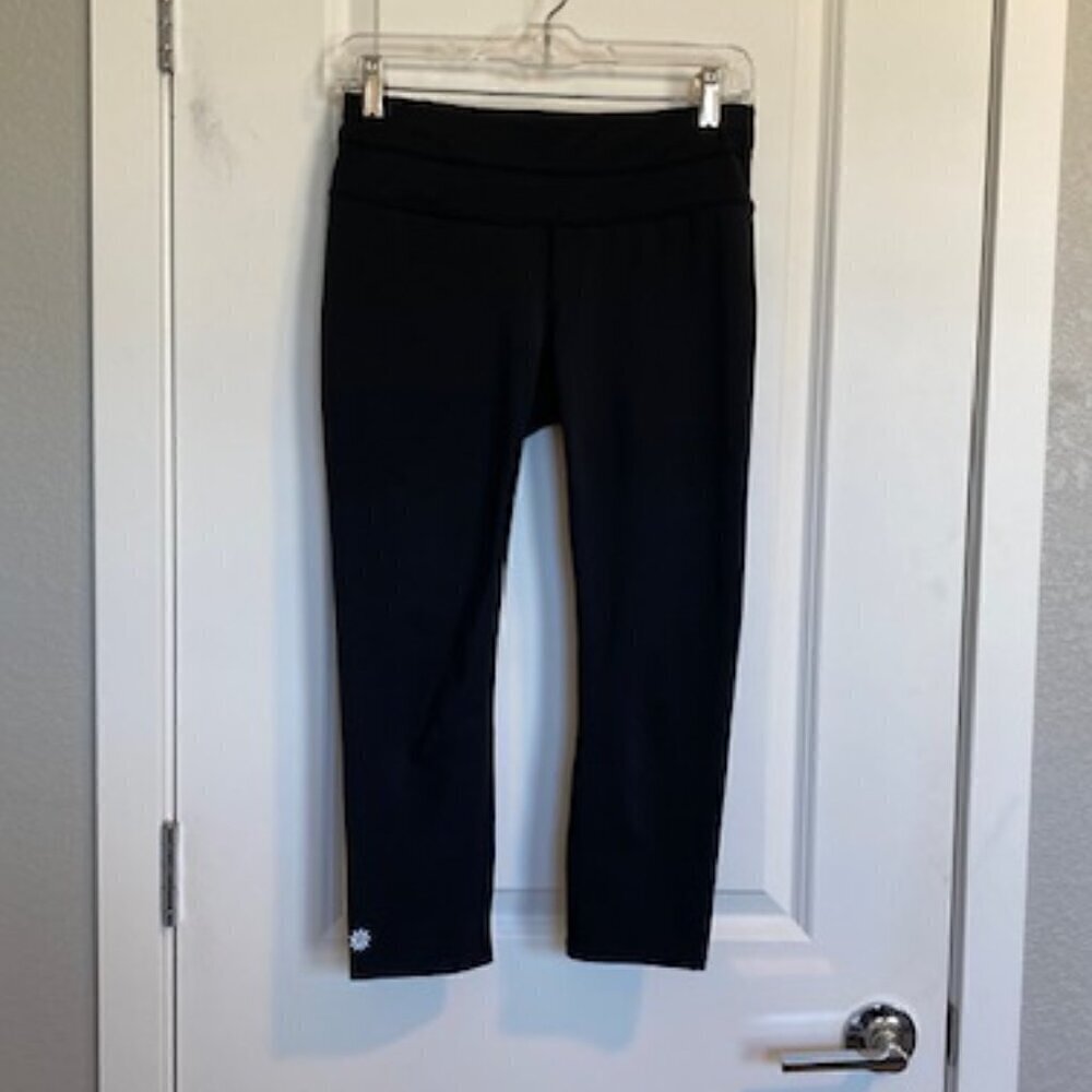 ATHLETA Capri Leggings Wide Waistband Tights Black Small